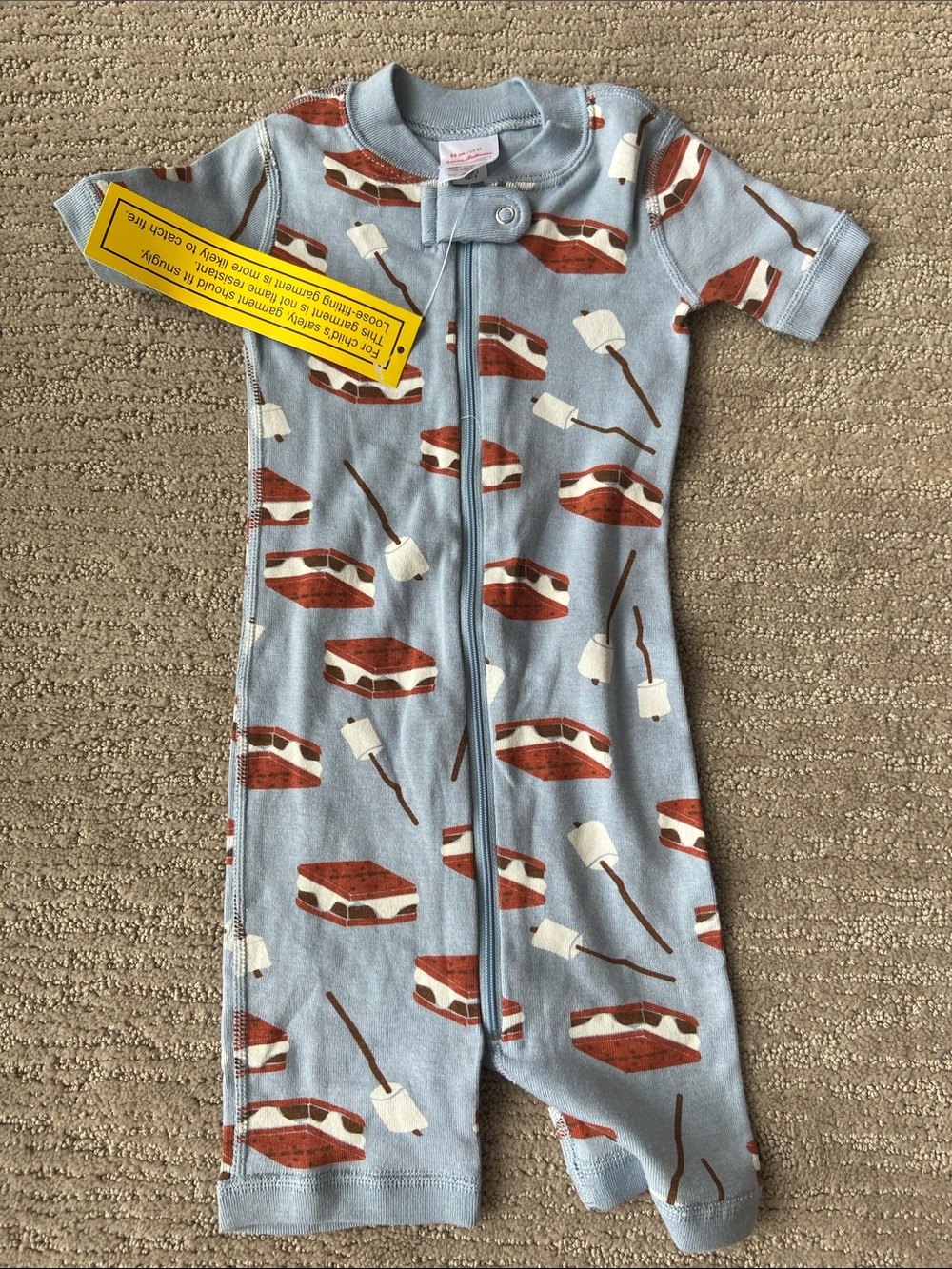Blue Romper or PJs with S'mores Print